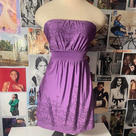 Vintage y2k Strapless Purple Dress - Picture 1 of 4
